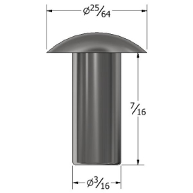 SOLID RIVET 3/16" X 7/16" MODIFIED BRAZIER HEAD