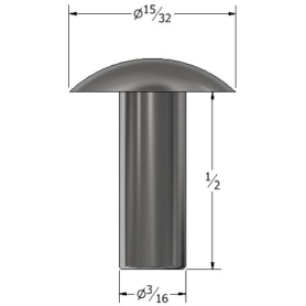 SOLID RIVET 3/16" X 1/2" BRAZIER HEAD SS