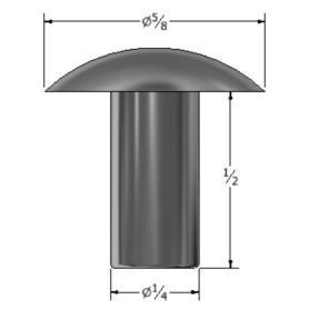 SOLID RIVET 1/4" X 1/2" BRAZIER HEAD SS