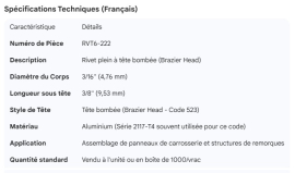 SOLID RIVET 3/16" X 3/8" BRAZIER HEAD (523)