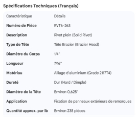 SOLID RIVET 1/4" X 7/16" BRAZIER HEAD (238)