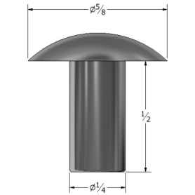 SOLID RIVET 1/4" X 1/2" BRAZIER HEAD (222)