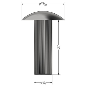 SOLID RIVET 1/4" X 3/4" BRAZIER HEAD (174)
