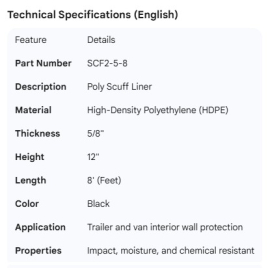 POLY SCUFF BLACK 5/8" X 12" X 8'