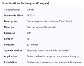 HARDWOOD SCUFF LINER 3/4" X 12" X 52'