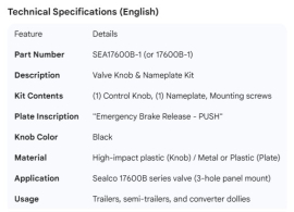 SEALCO VALVE KNOB & NAMEPLATE