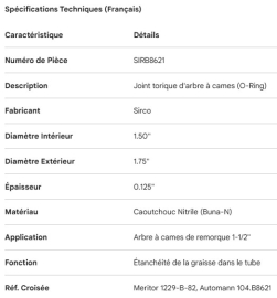 JOINT D'&Eacute;TANCH&Eacute;IT&Eacute; DE CAME DE FREIN