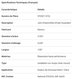 JOINT D'&Eacute;TANCH&Eacute;IT&Eacute; D'ESSIEU
