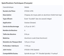 STEMCO HUB CAP SOLID W/DUCKBILL VENT
