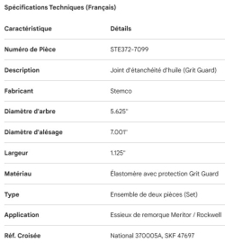 JOINT D'&Eacute;TANCH&Eacute;IT&Eacute; D'ESSIEU