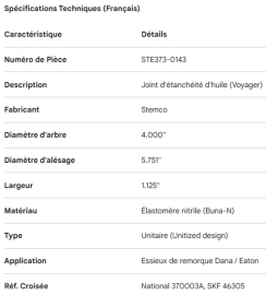 JOINT D'&Eacute;TANCH&Eacute;IT&Eacute; D'ESSIEU