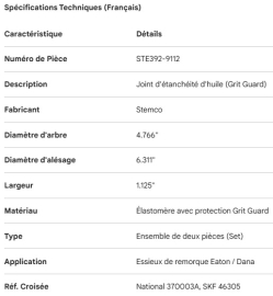 JOINT D'&Eacute;TANCH&Eacute;IT&Eacute; D'ESSIEU