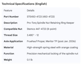 STEMCO PRO-TORQ LOCK RING SPINDLE KEEPER