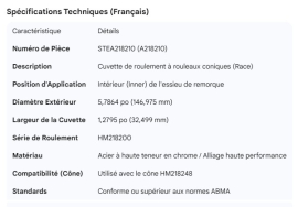 STEMCO SPINDLE BEARING CUP