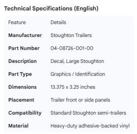 STOUGHTON DECAL LARGE