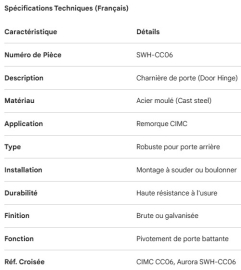 CIMC - PENTURE DE PORTE -  ACIER