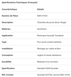 HYUNDAI - PENTURE DE PORTE - ALUM 4 TROUS - 0011746