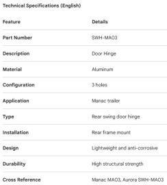 MANAC - PENTURE DE PORTE - ALUM 3 TROUS