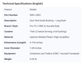 HYUNDAI DOOR ROD GUIDE BUSHING LONG CIMC (1 PAIR)