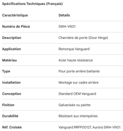VANGUARD DOOR HINGE RRFP00127