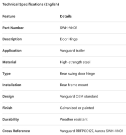 VANGUARD DOOR HINGE RRFP00127