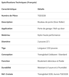 TRANSGLOBAL ROLL-UP DOOR ROLLER 2" - 2.50" NYLON
