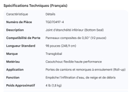 TRANSGLOBAL BOTTOM SEAL FOR .50 COMPOSITE DOOR