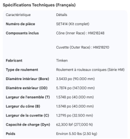 TIMKEN BEARING SET HM218210/HM218248