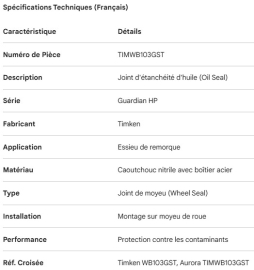 JOINT D'&Eacute;TANCH&Eacute;IT&Eacute; D'ESSIEU