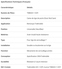 TRAILMOBILE DOOR ROD CAM