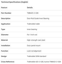 TRAILMOBILE DOOR ROD GUIDE INNER BEARING