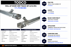 TODCO ROLL-UP DOOR VERT TRACK SET (LH & RH) 111.75"