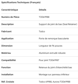 TODCO ROLL-UP DOOR BOTTOM SEAL RETAINER 96" FOR 69987