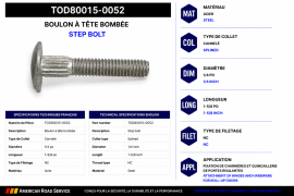 TODCO ROLL-UP DOOR BOLT STEP BOLT SPLINED 1/4" X 1-5/8"