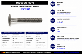 TODCO ROLL-UP DOOR BOLT STEP BOLT SPLINED 1/4" X 3"