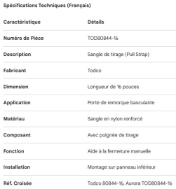 TODCO ROLL-UP DOOR PULL STRAP 16"