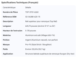 STRICK TOP RAIL 52' 02-06388-620-75