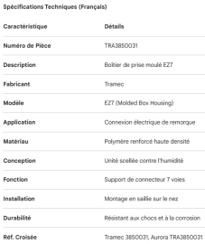 R&Eacute;CEPTACLE D'ALIMENTATION &Eacute;LECTRIQUE