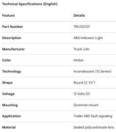 TRUCK LITE ABS INDICATOR LIGHT