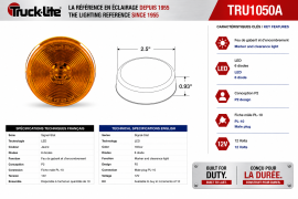 TRUCK LITE LED LAMP 2.5" ROUND AMBER