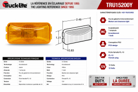 TRUCK LITE 1X2 RECTANGULAR SEALED AMBER