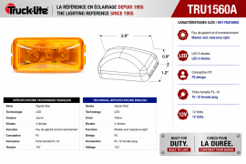 TRUCK LITE LED LAMP 1.5" X 2.6" AMBER