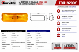 TRUCK LITE MARKER / CLEARANCE LIGHT DOUBLE BULB AMBER