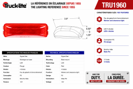 TRUCK LITE LED MARKER LAMP 1.5" X 3.75" RED