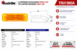 TRUCK LITE LED MARKER LAMP 1.5" X 3.75" AMBER