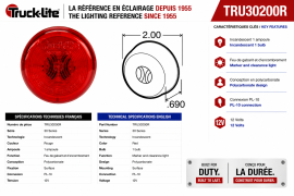 TRUCK LITE 2" ROUND SEALED RED