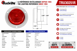 TRUCK LITE LED LIGHT 2" W/FLANGE RED