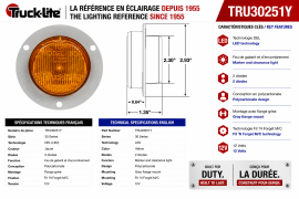 TRUCK LITE LED LIGHT 2" W/FLANGE AMBER