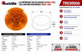 TRUCK LITE LED LAMP 2" ROUND MARKER AMBER