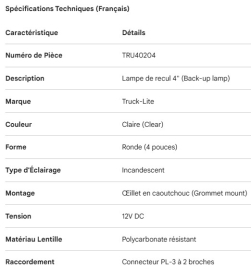 TRUCK LITE 4" CLEAR BACK-UP LAMP